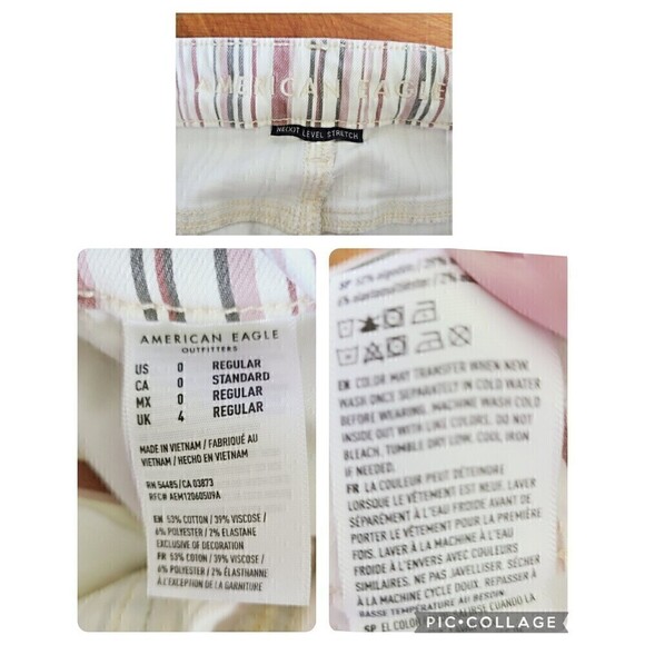 American Eagle Jeans Size 0 Women's Pants‎ Hi Rise Purple Ivory Black Striped - Picture 8 of 12